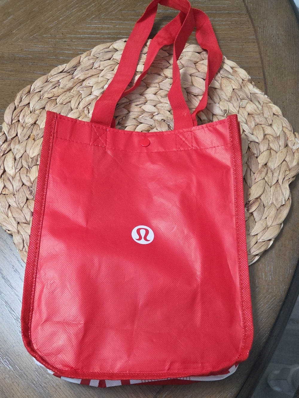 Lululemon Red Reusable Shopping Tote Bag Small Eco Friendly Gym Travel Mini